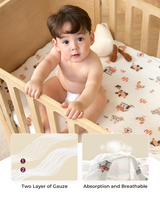 Momcozy Best Wishes Muslin Fitted Crib Sheets - Joy
