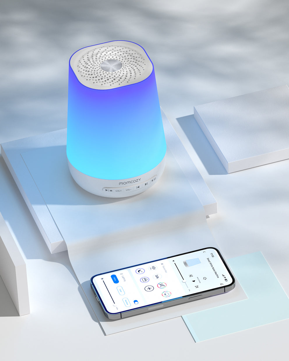Momcozy Smart Baby Sound Machine with App Control, Gradient Night Light for baby sleep
