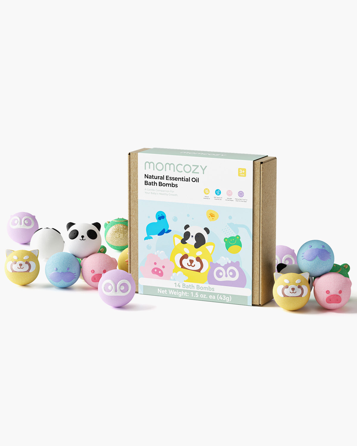 Natural Bath Bombs Gift Set with 7 Cute Animal Shapes(14 Pcs)